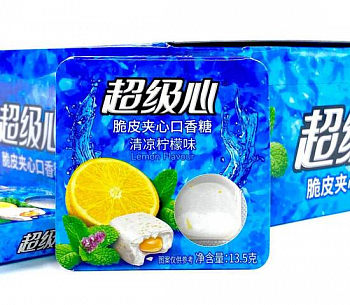 Жевательная резинка "Супер" с жидким центром внутри Лимон-мята 16,6гр 1шт/30уп